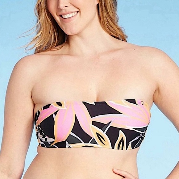 ☀️KONA SOL Tropical Print Bandeau Bikini Top Sz XL - Picture 2 of 9